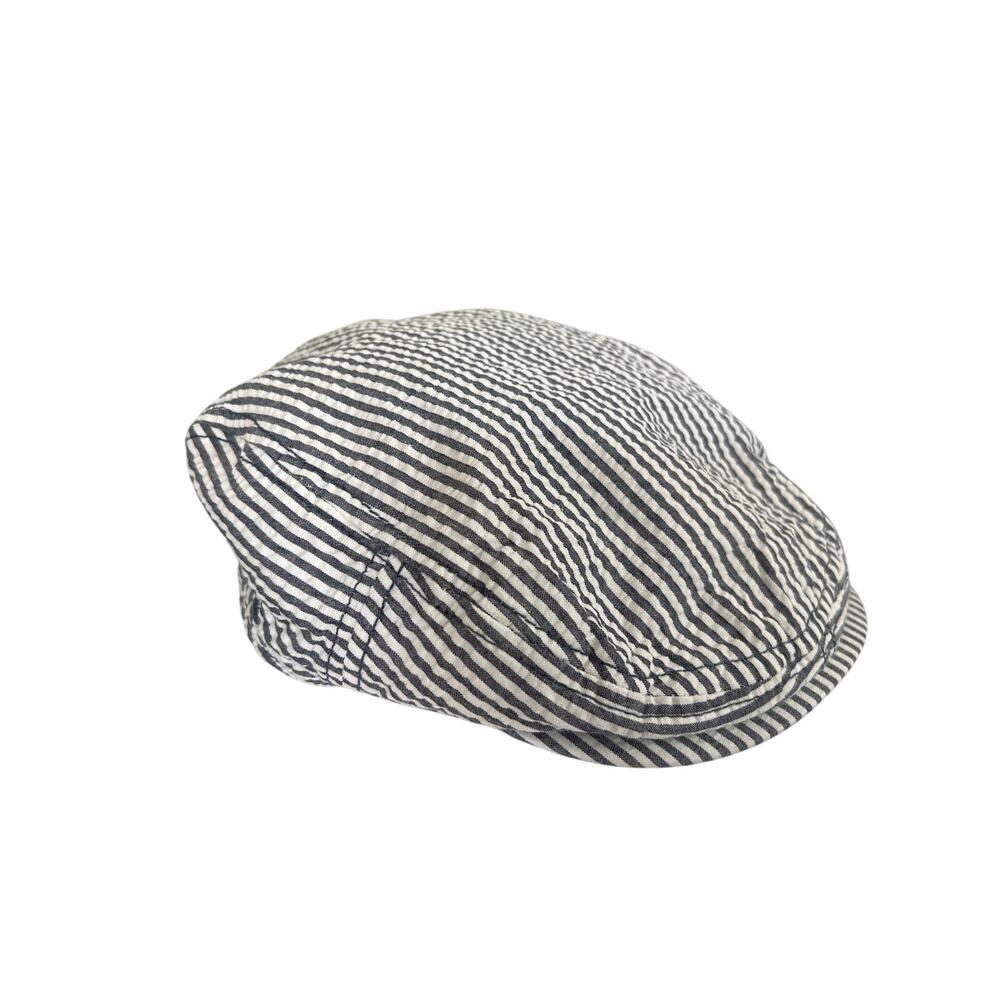 Target Gray Striped Seersucker Gatsby Cabbie Flat Cap Hat 19" M 6-12‎ Months
